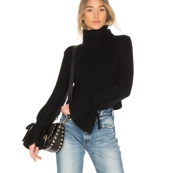A.L.C. Emilie Ribbed Wool & Camel Hair Bell Sleeve Turtleneck Sweater Size XS - Picture 1 of 6